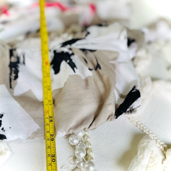 D. EXTERIOR | S | Abstract Italian Cotton Strapless One Shoulder Pink Grey Dress - Picture 6 of 12